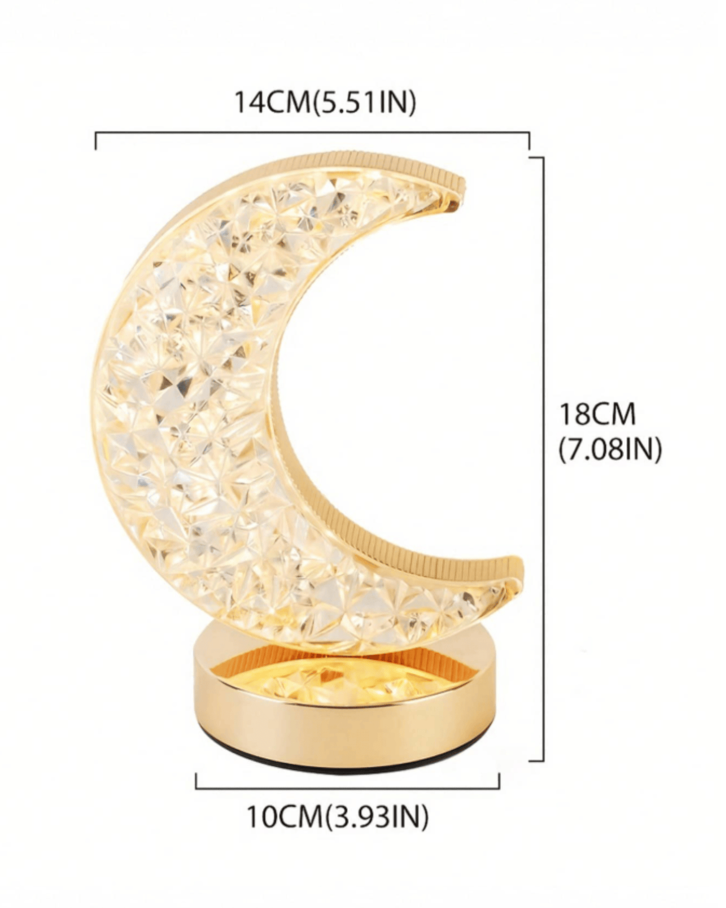 Crescent Moon Crystal Table Lamp Dimmable Touch Control Night Light