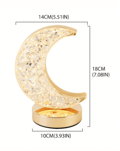 Crescent Moon Crystal Table Lamp Dimmable Touch Control Night Light