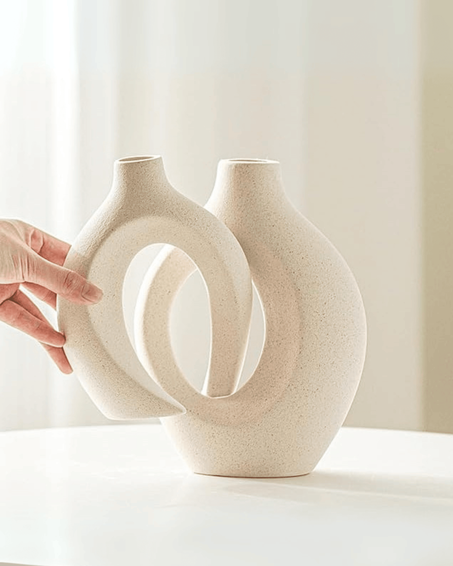 Modern Ceramic Donut Vase Abstract Sculptural Decorative Vases