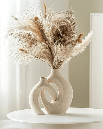Modern Ceramic Donut Vase Abstract Sculptural Decorative Vases