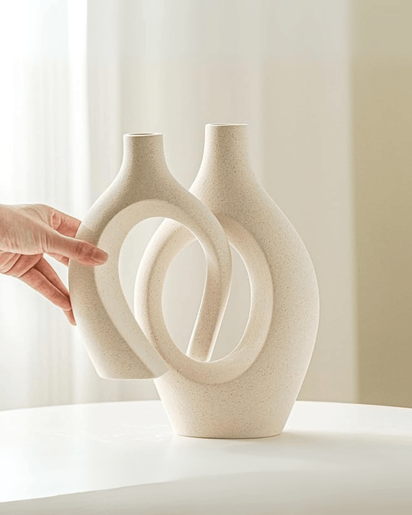 Modern Ceramic Donut Vase Abstract Sculptural Decorative Vases