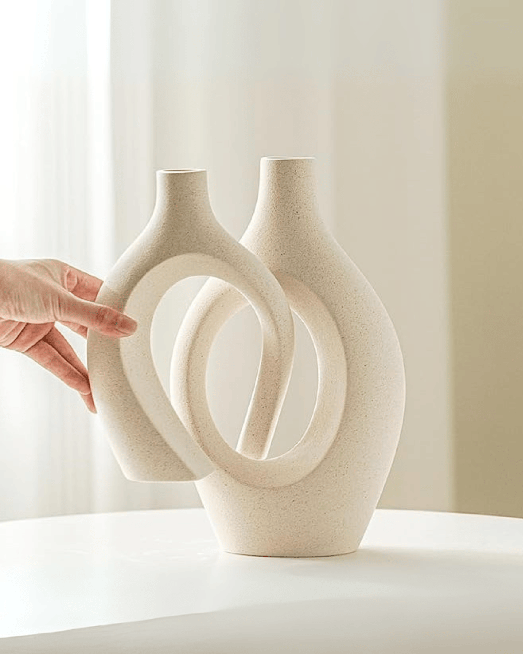Modern Ceramic Donut Vase Abstract Sculptural Decorative Vases