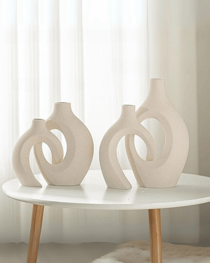 Modern Ceramic Donut Vase Abstract Sculptural Decorative Vases