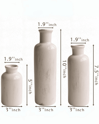 Rustic Farmhouse Ceramic Set Dried Pampas Grass Decorative Vases