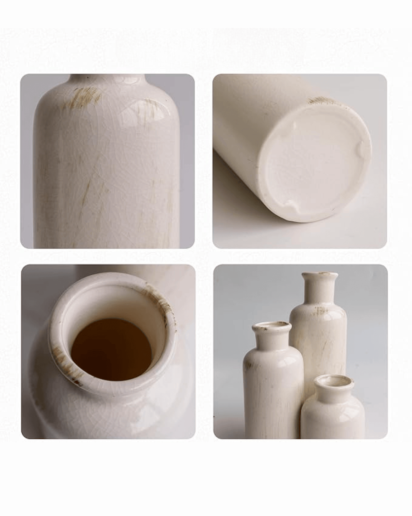 Rustic Farmhouse Ceramic Set Dried Pampas Grass Decorative Vases