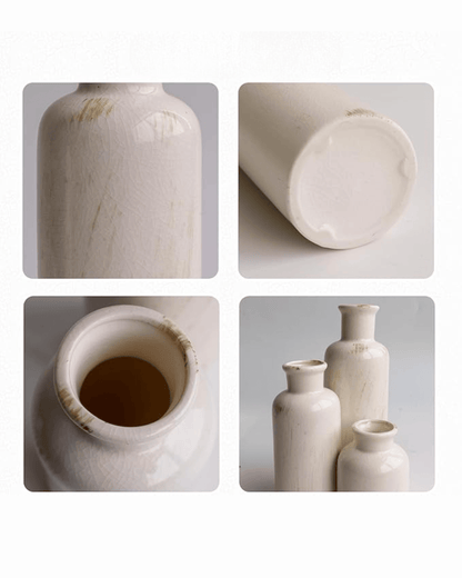 Rustic Farmhouse Ceramic Set Dried Pampas Grass Decorative Vases