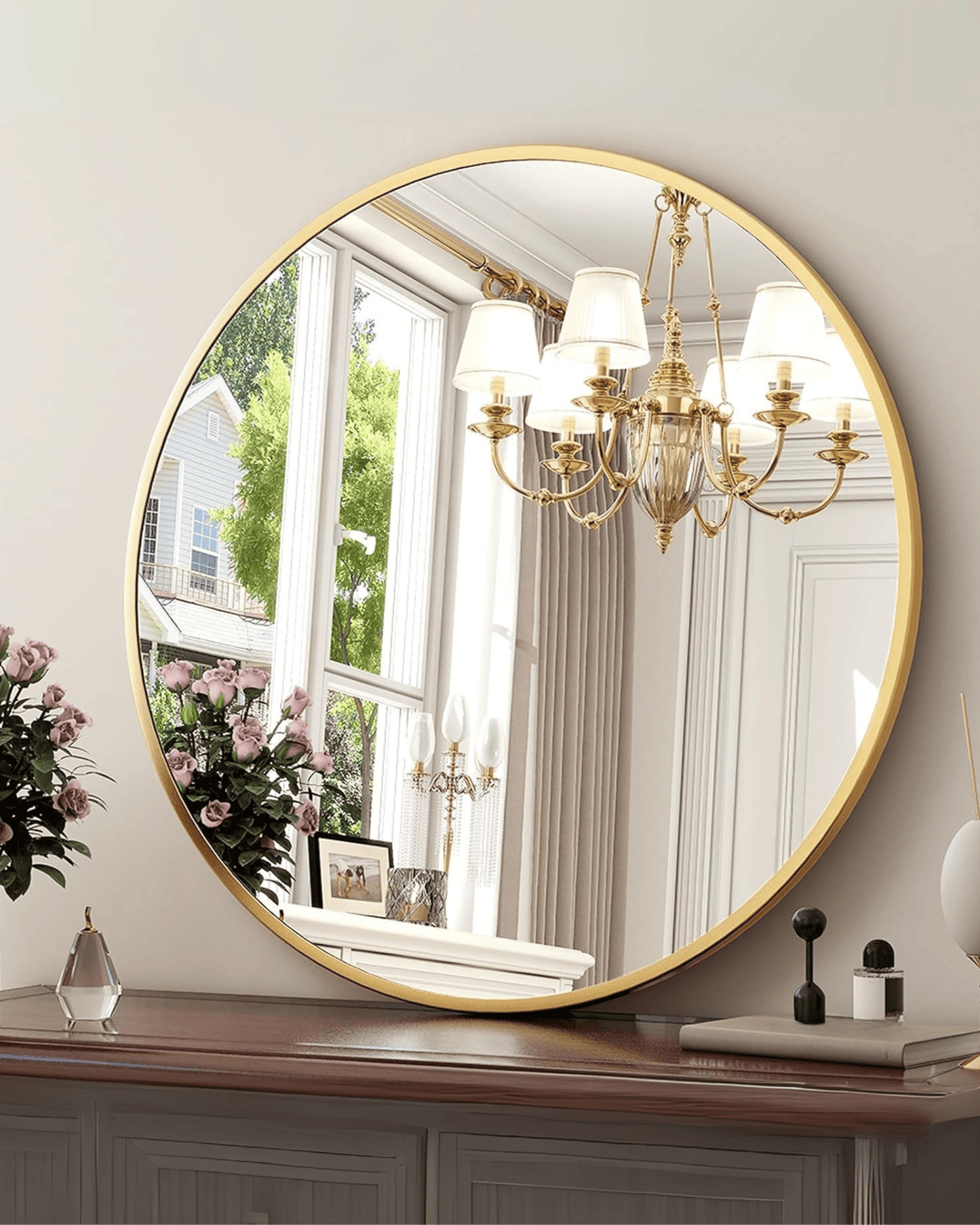 Modern Gold Round Wall Aluminum Frame Decorative Mirrors