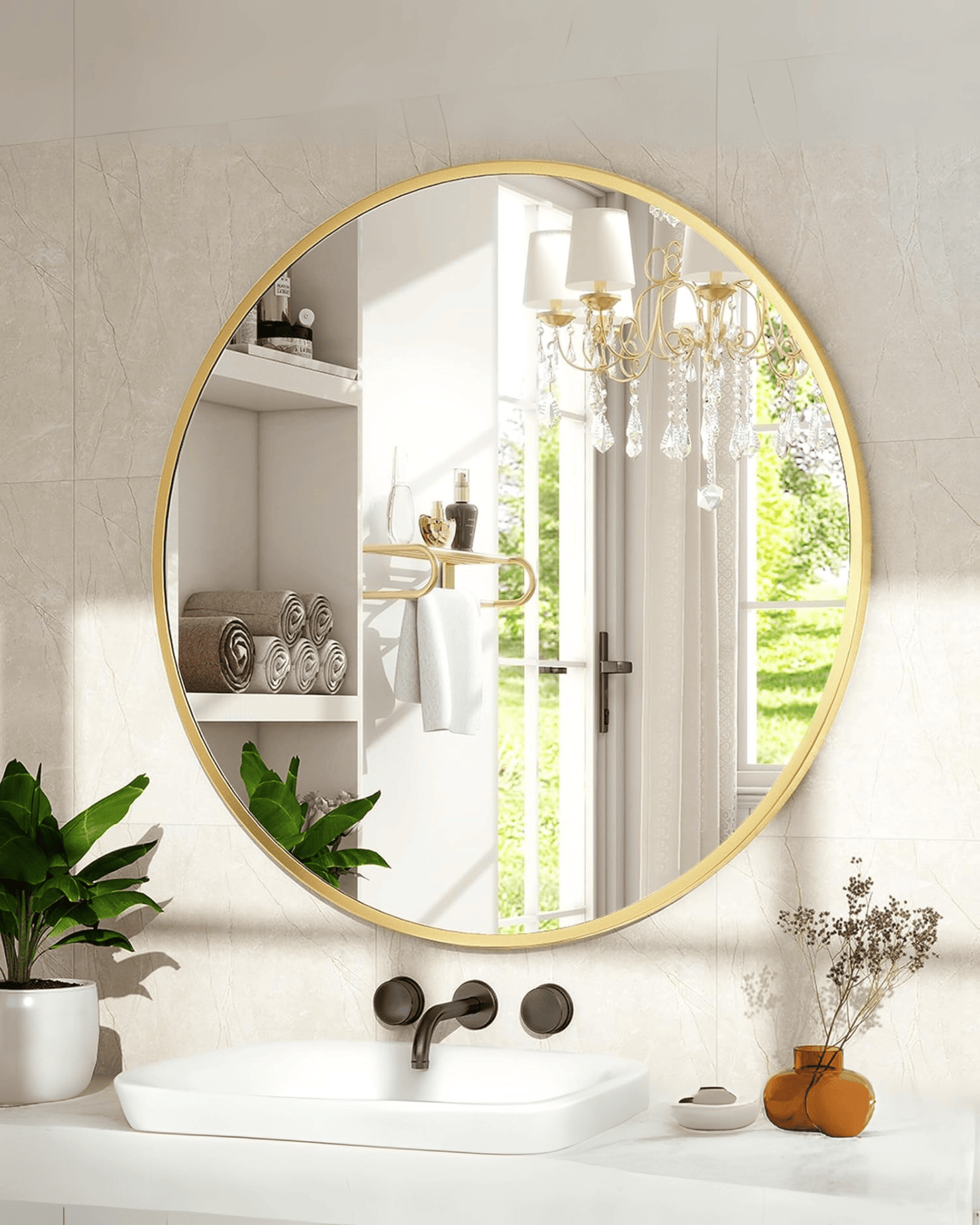 Modern Gold Round Wall Aluminum Frame Decorative Mirrors
