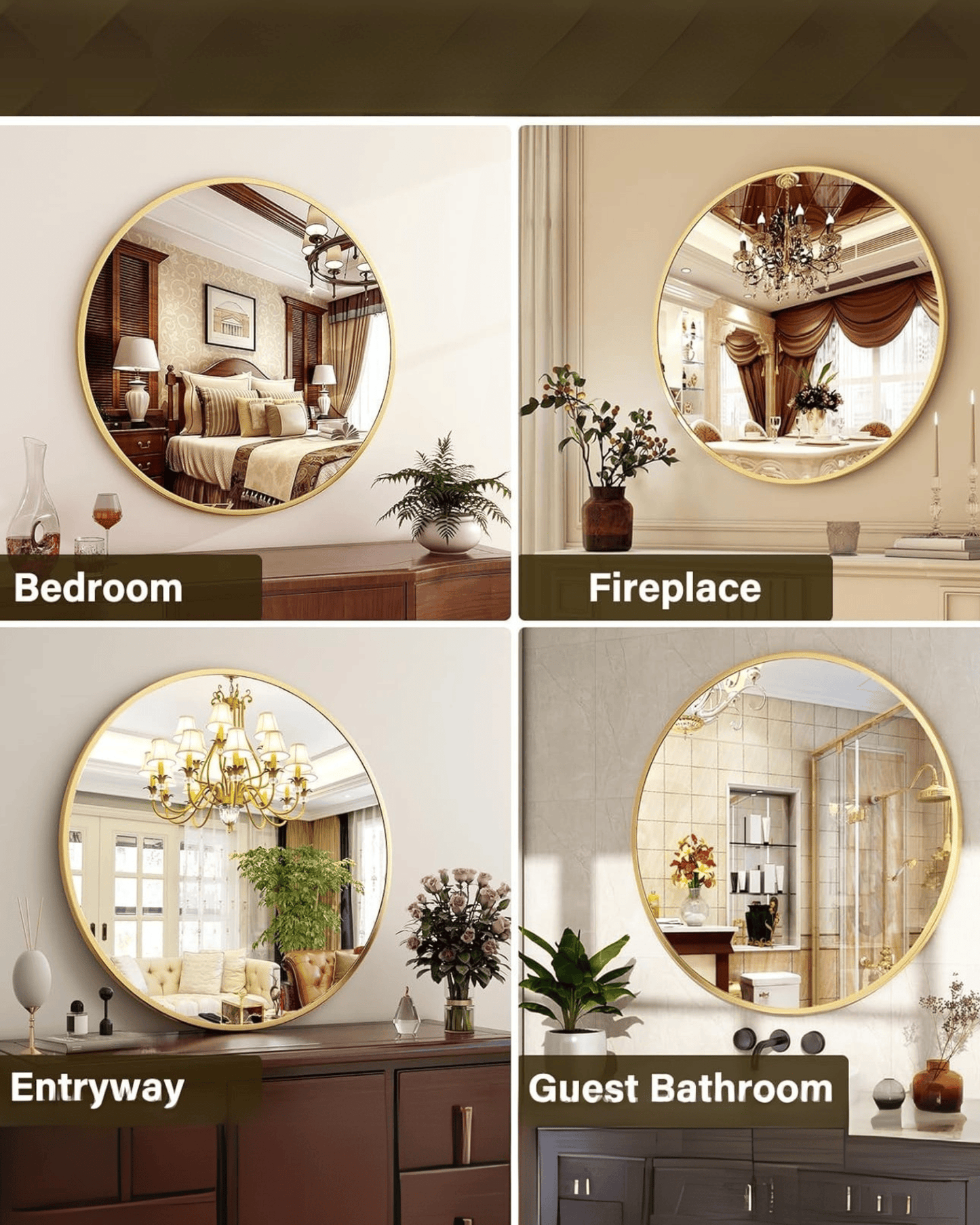 Modern Gold Round Wall Aluminum Frame Decorative Mirrors