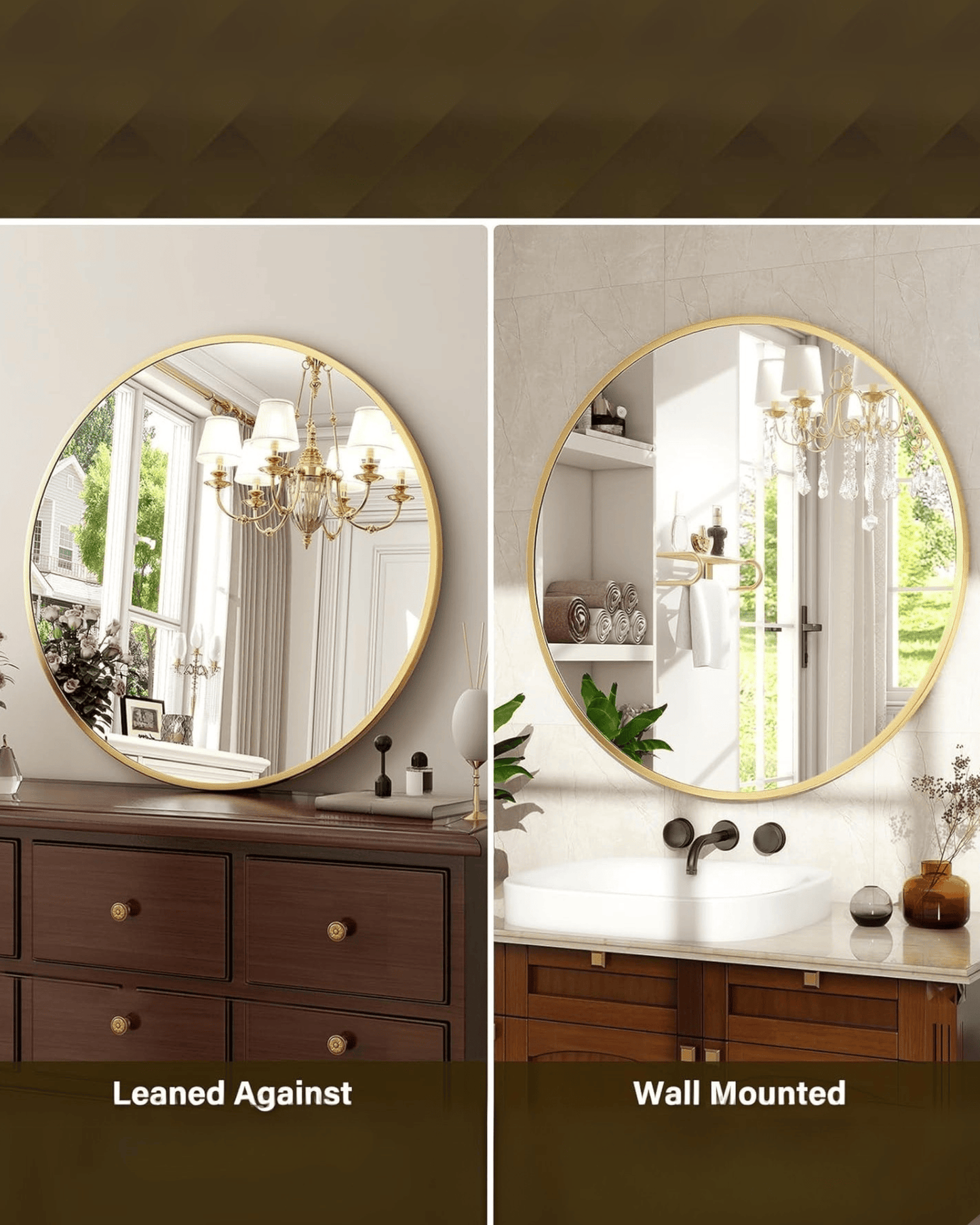 Modern Gold Round Wall Aluminum Frame Decorative Mirrors