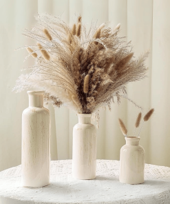 Rustic Farmhouse Ceramic Set Dried Pampas Grass Decorative Vases